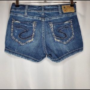 Silver Suki Mid Short Super Stretch Jean Shorts
